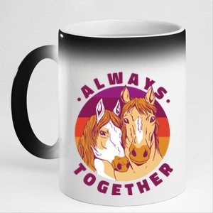 Always Together Horses Sunset 11oz Black Color Changing Mug