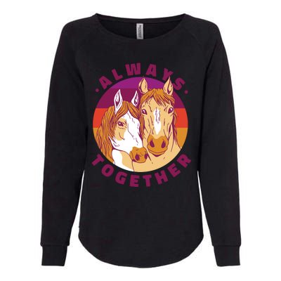 Always Together Horses Sunset Womens California Wash Sweatshirt