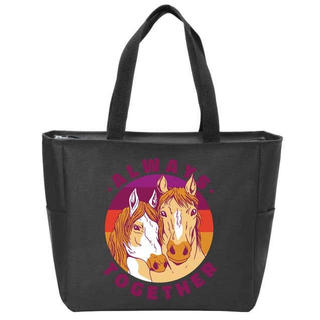 Always Together Horses Sunset Zip Tote Bag