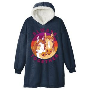 Always Together Horses Sunset Hooded Wearable Blanket