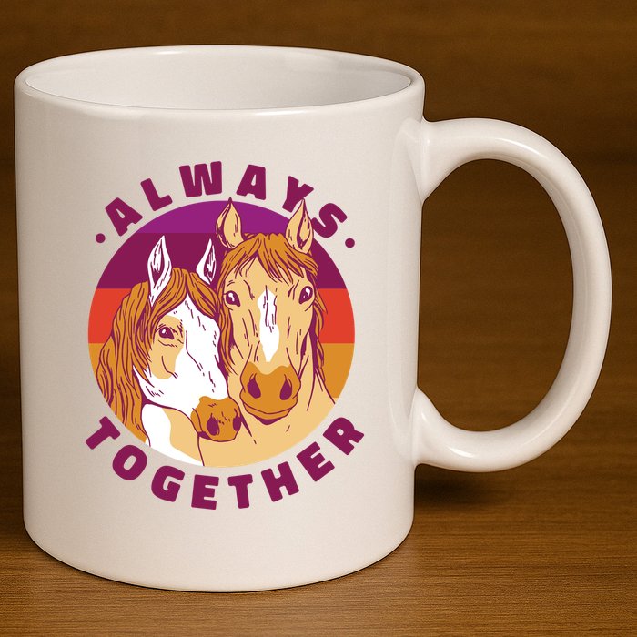 Always Together Horses Sunset 11oz C Handle Ceramic Mug