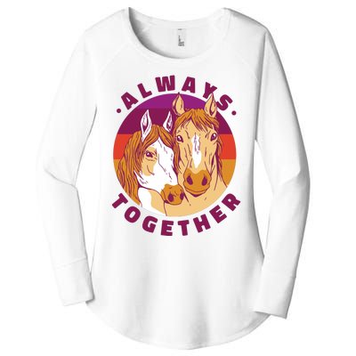 Always Together Horses Sunset Women's Perfect Tri Tunic Long Sleeve Shirt