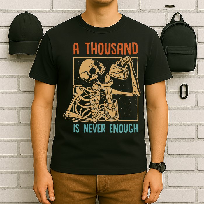 A Thousand Is Never Enough Skeleton Sober Sobriety Recovery T-Shirt