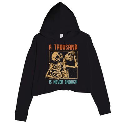 A Thousand Is Never Enough Skeleton Sober Sobriety Recovery Crop Fleece Hoodie