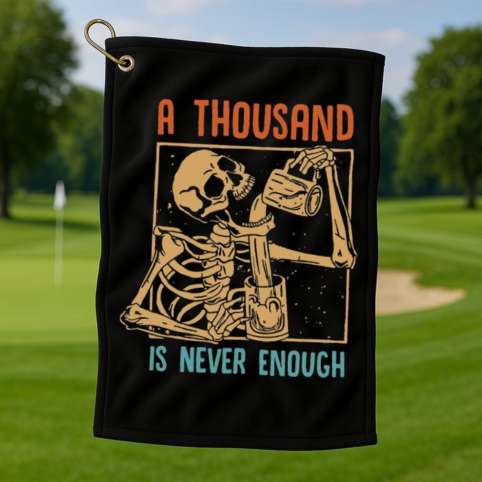 A Thousand Is Never Enough Skeleton Sober Sobriety Recovery Golf Towel