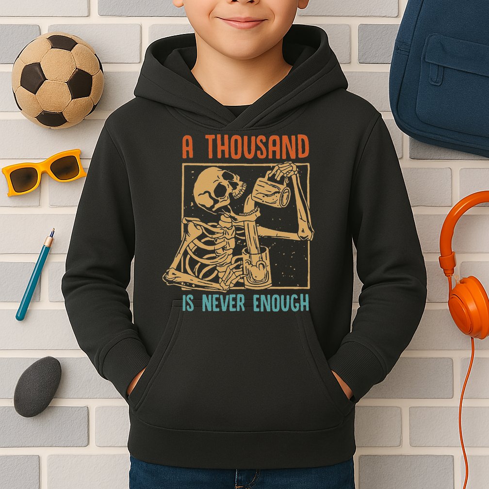 A Thousand Is Never Enough Skeleton Sober Sobriety Recovery Kids Hoodie