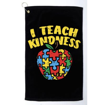 Autism Teacher I Teach Kindness Apple Puzzle Awareness Platinum Collection Golf Towel