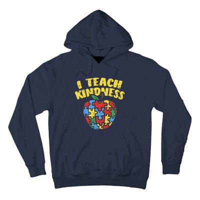 Autism Teacher I Teach Kindness Apple Puzzle Awareness Tall Hoodie