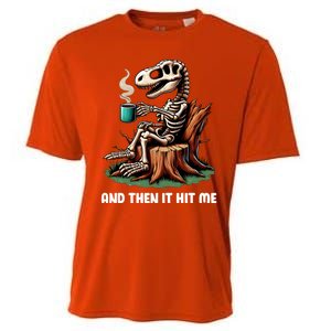 And Then It Hit Me Dinosaur Trex Skeleton Coffee Halloween Gift Cooling Performance Crew T-Shirt