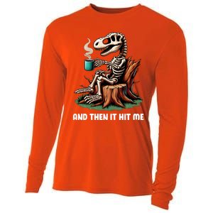 And Then It Hit Me Dinosaur Trex Skeleton Coffee Halloween Gift Cooling Performance Long Sleeve Crew