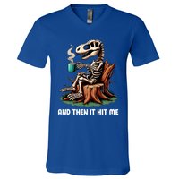 And Then It Hit Me Dinosaur Trex Skeleton Coffee Halloween Gift V-Neck T-Shirt