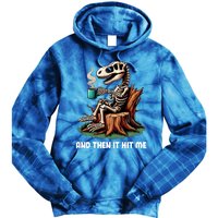 And Then It Hit Me Dinosaur Trex Skeleton Coffee Halloween Gift Tie Dye Hoodie