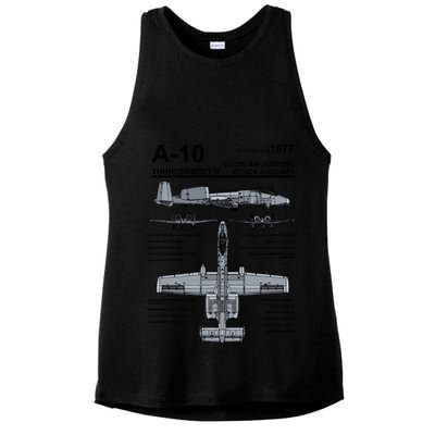 A10 Thunderbolt Ii Warthog Military Jet Spec Diagram Ladies PosiCharge Tri-Blend Wicking Tank