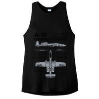 A10 Thunderbolt Ii Warthog Military Jet Spec Diagram Ladies PosiCharge Tri-Blend Wicking Tank