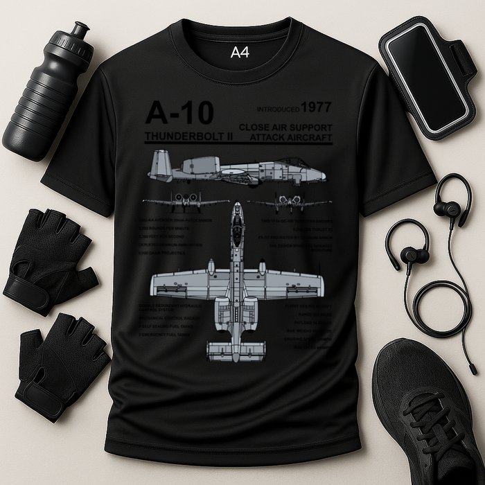 A10 Thunderbolt Ii Warthog Military Jet Spec Diagram Performance Shirt