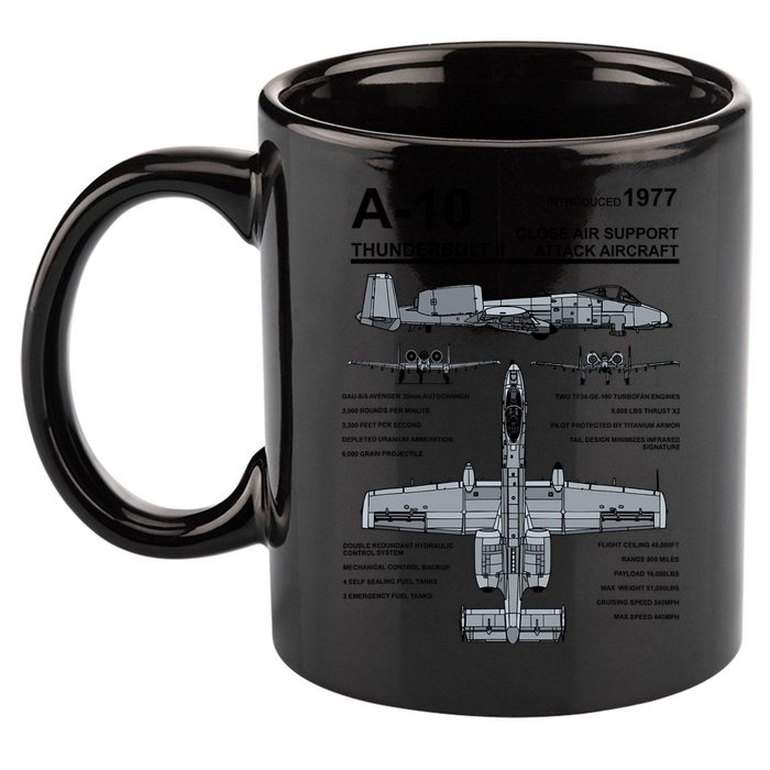 A10 Thunderbolt Ii Warthog Military Jet Spec Diagram 11oz C Handle Ceramic Mug
