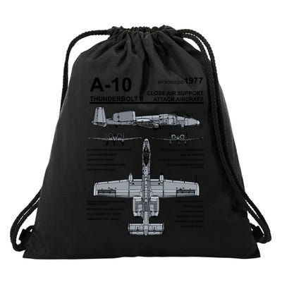 A10 Thunderbolt Ii Warthog Military Jet Spec Diagram Drawstring Bag