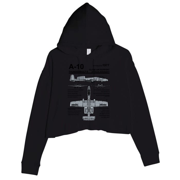 A10 Thunderbolt Ii Warthog Military Jet Spec Diagram Crop Fleece Hoodie