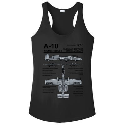 A10 Thunderbolt Ii Warthog Military Jet Spec Diagram Ladies PosiCharge Competitor Racerback Tank