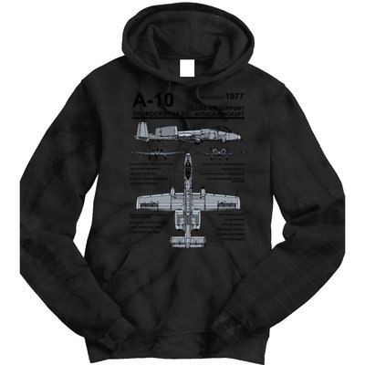 A10 Thunderbolt Ii Warthog Military Jet Spec Diagram Tie Dye Hoodie