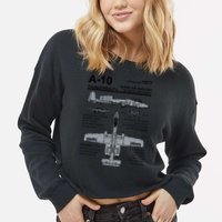 A10 Thunderbolt Ii Warthog Military Jet Spec Diagram Cropped Pullover Crew