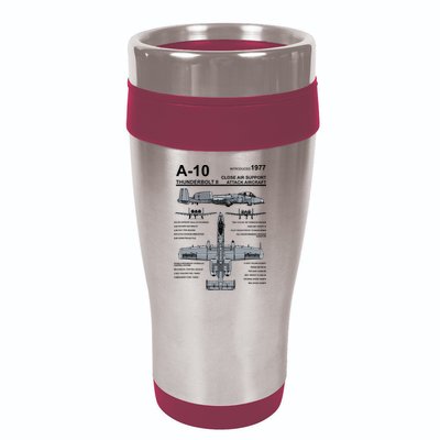 A10 Thunderbolt Ii Warthog Military Jet Spec Diagram 16oz Travel Tumbler