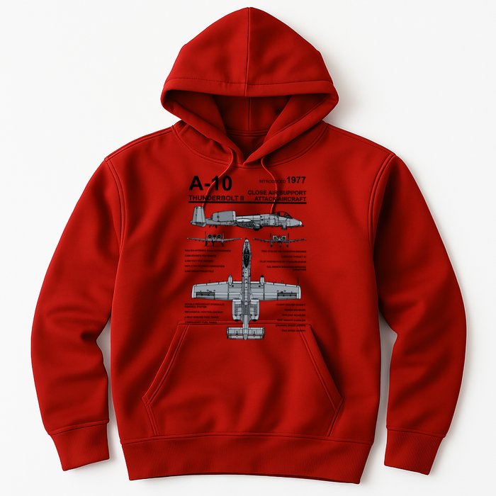 A10 Thunderbolt Ii Warthog Military Jet Spec Diagram Hoodie