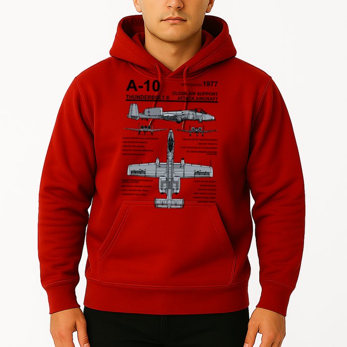 A10 Thunderbolt Ii Warthog Military Jet Spec Diagram Hoodie