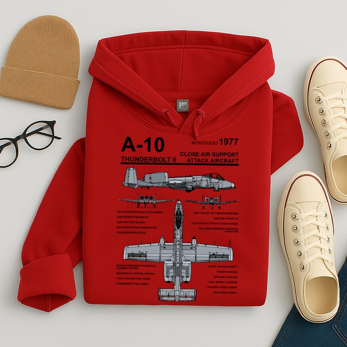 A10 Thunderbolt Ii Warthog Military Jet Spec Diagram Hoodie