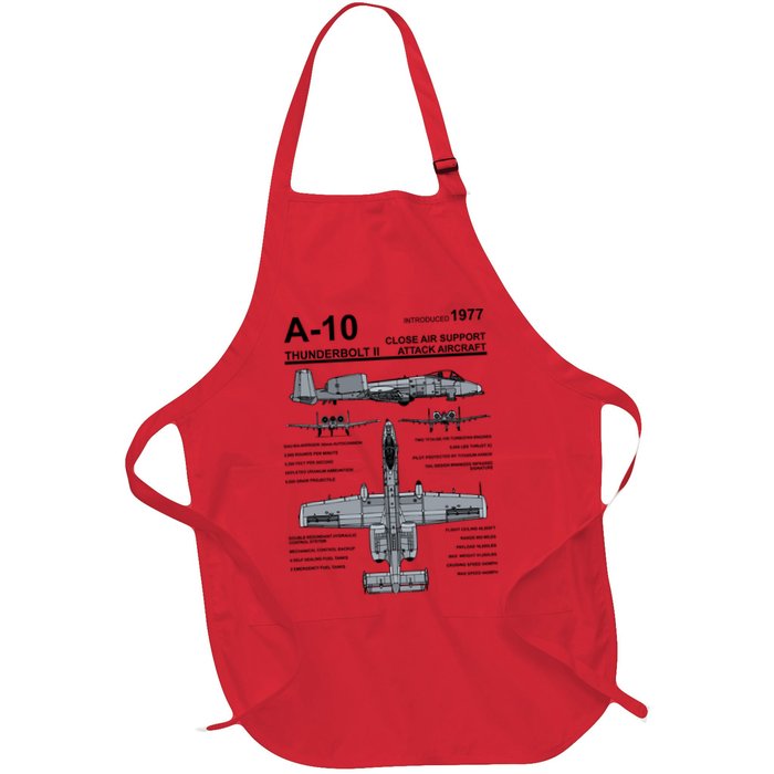 A10 Thunderbolt Ii Warthog Military Jet Spec Diagram Full-Length Apron With Pockets