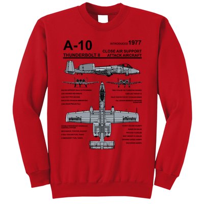 A10 Thunderbolt Ii Warthog Military Jet Spec Diagram Sweatshirt