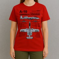 A10 Thunderbolt Ii Warthog Military Jet Spec Diagram T-Shirt