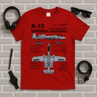 A10 Thunderbolt Ii Warthog Military Jet Spec Diagram T-Shirt