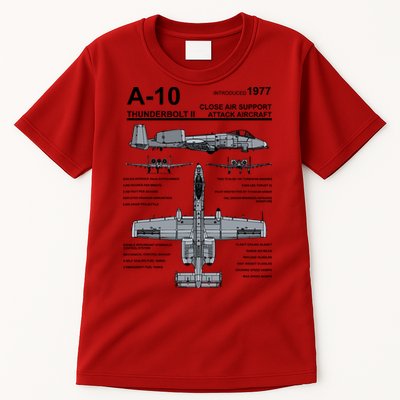 A10 Thunderbolt Ii Warthog Military Jet Spec Diagram Tall T-Shirt