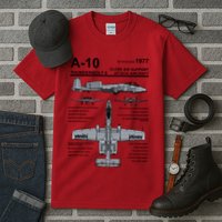 A10 Thunderbolt Ii Warthog Military Jet Spec Diagram Tall T-Shirt