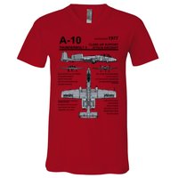 A10 Thunderbolt Ii Warthog Military Jet Spec Diagram V-Neck T-Shirt