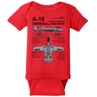 A10 Thunderbolt Ii Warthog Military Jet Spec Diagram Baby Bodysuit