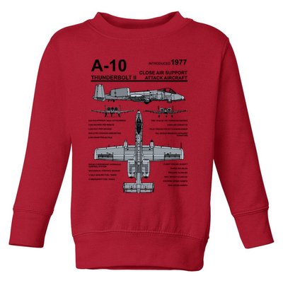 A10 Thunderbolt Ii Warthog Military Jet Spec Diagram Toddler Sweatshirt