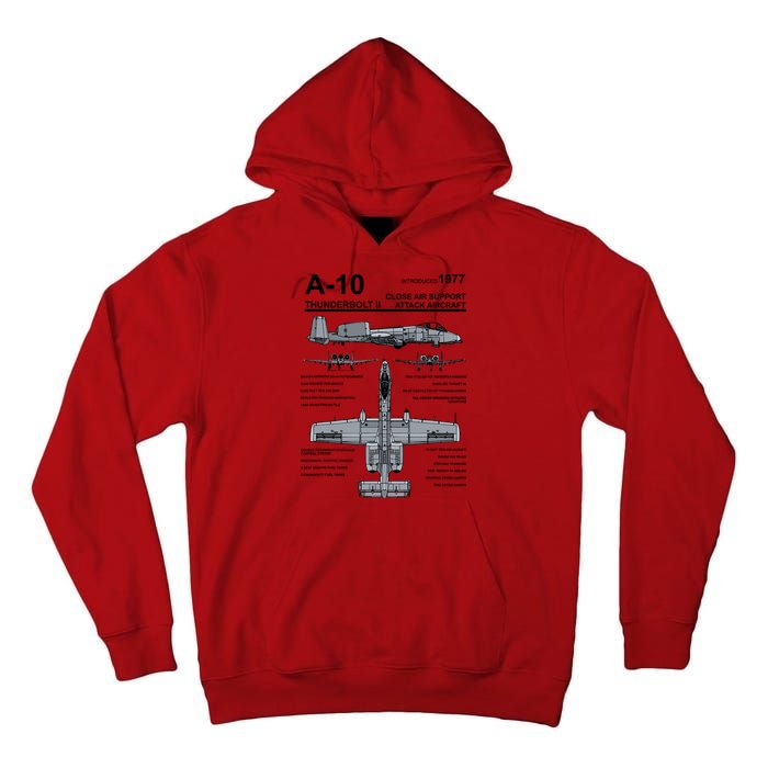 A10 Thunderbolt Ii Warthog Military Jet Spec Diagram Tall Hoodie