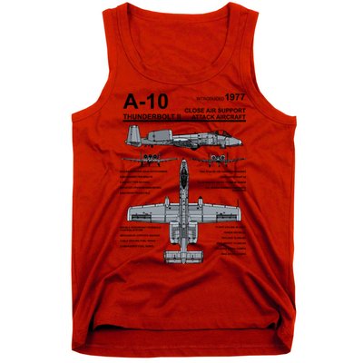 A10 Thunderbolt Ii Warthog Military Jet Spec Diagram Tank Top