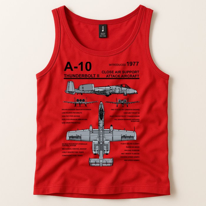 A10 Thunderbolt Ii Warthog Military Jet Spec Diagram Tank Top