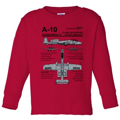 A10 Thunderbolt Ii Warthog Military Jet Spec Diagram Toddler Long Sleeve Shirt