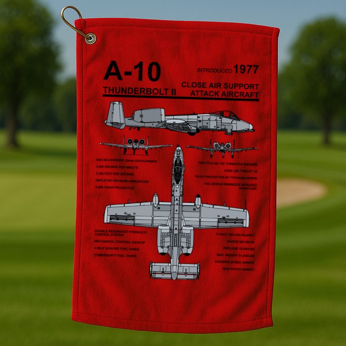 A10 Thunderbolt Ii Warthog Military Jet Spec Diagram Golf Towel