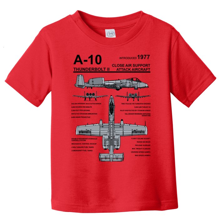 A10 Thunderbolt Ii Warthog Military Jet Spec Diagram Toddler T-Shirt