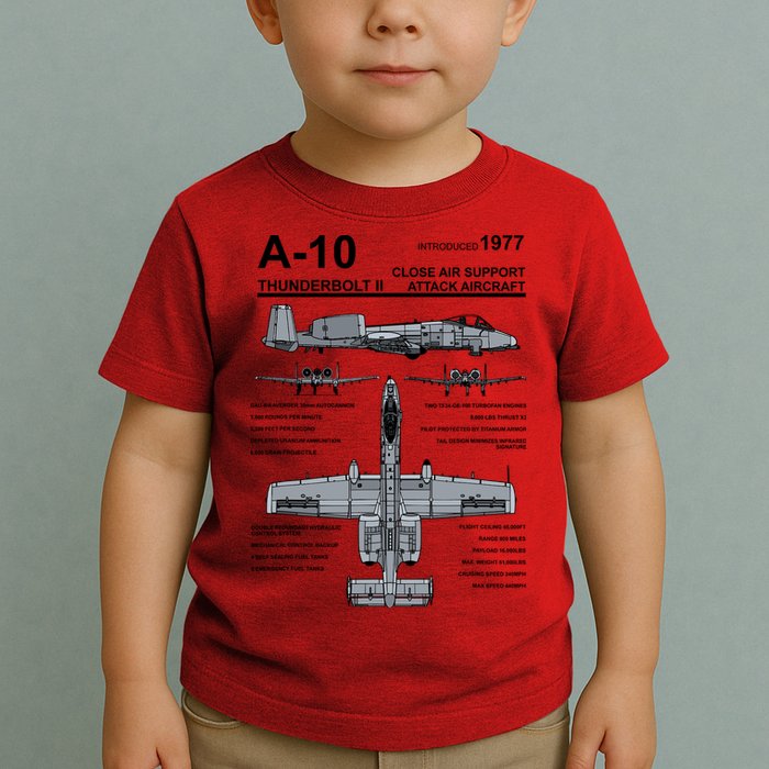 A10 Thunderbolt Ii Warthog Military Jet Spec Diagram Toddler T-Shirt