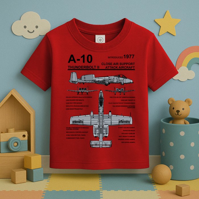 A10 Thunderbolt Ii Warthog Military Jet Spec Diagram Toddler T-Shirt
