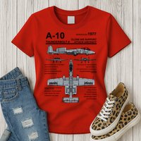 A10 Thunderbolt Ii Warthog Military Jet Spec Diagram Womens T-Shirt