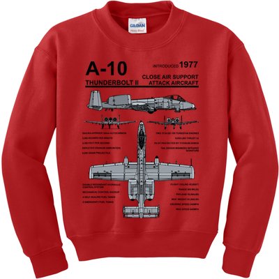 A10 Thunderbolt Ii Warthog Military Jet Spec Diagram Kids Sweatshirt