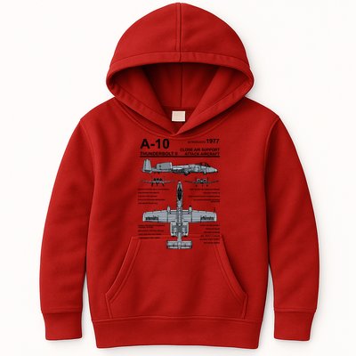 A10 Thunderbolt Ii Warthog Military Jet Spec Diagram Kids Hoodie