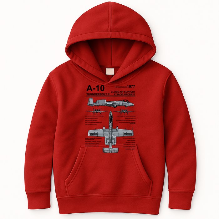 A10 Thunderbolt Ii Warthog Military Jet Spec Diagram Kids Hoodie